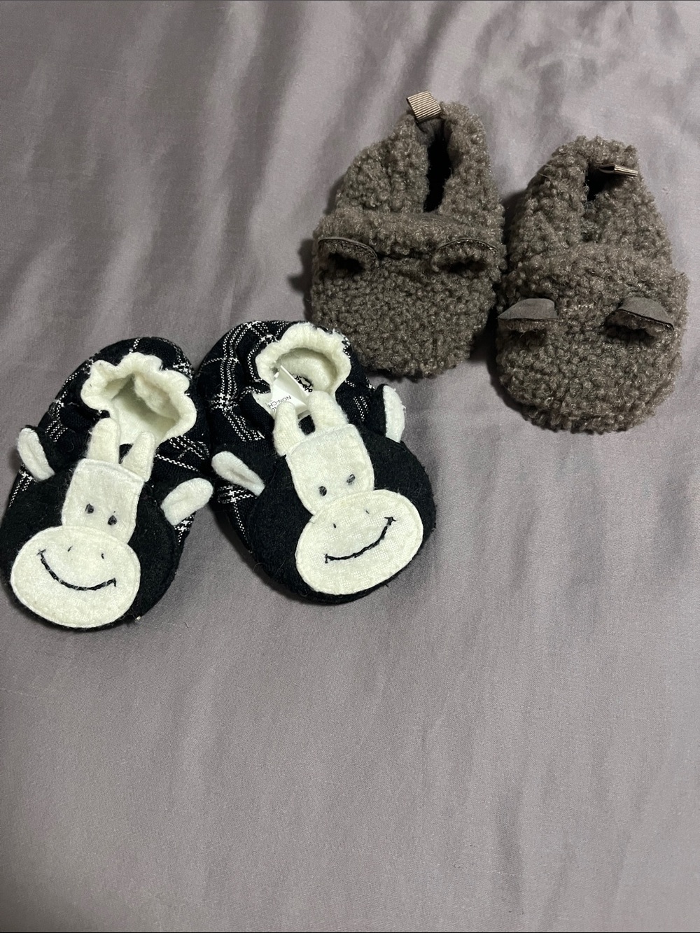 🐮Cute Cow & Sherpa Bear Baby Slippers 🐻